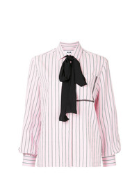 Розовая блузка с длинным рукавом в вертикальную полоску от MSGM