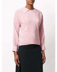 Розовая блузка с длинным рукавом в горошек от Marni