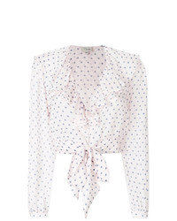 Розовая блузка с длинным рукавом в горошек от Temperley London