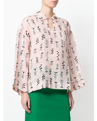 Розовая блузка с длинным рукавом с принтом от Marni