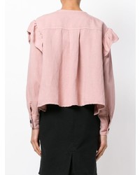 Розовая блузка с длинным рукавом с рюшами от Isabel Marant Etoile