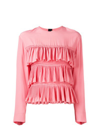 Розовая блузка с длинным рукавом с рюшами от Marni