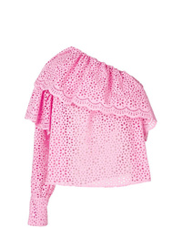 Розовая блузка с длинным рукавом с рюшами от MSGM