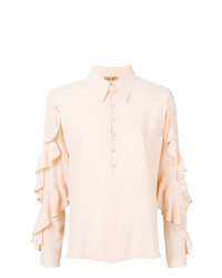 Розовая блузка с длинным рукавом с рюшами от N°21