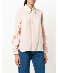 Розовая блузка с длинным рукавом с рюшами от N°21