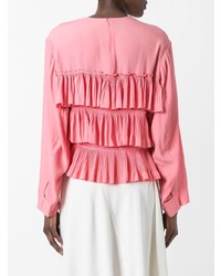 Розовая блузка с длинным рукавом с рюшами от Marni