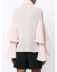 Розовая блузка с длинным рукавом с рюшами от Chloé