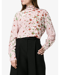 Розовая блузка с длинным рукавом с цветочным принтом от Valentino