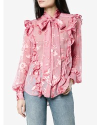 Розовая блузка с длинным рукавом с цветочным принтом от Preen by Thornton Bregazzi