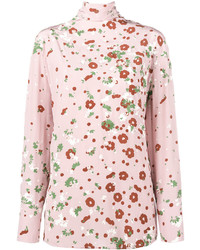 Розовая блузка с длинным рукавом с цветочным принтом от Valentino