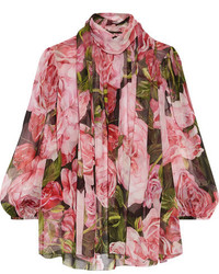 Розовая блузка с цветочным принтом от Dolce & Gabbana