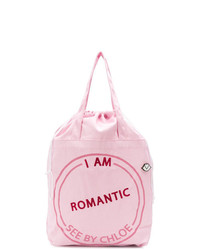 Розовая большая сумка из плотной ткани с принтом от See by Chloe
