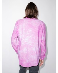 Мужская розовая вельветовая рубашка с длинным рукавом c принтом тай-дай от Aries