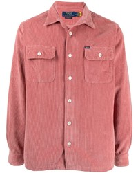 Мужская розовая вельветовая рубашка с длинным рукавом от Polo Ralph Lauren