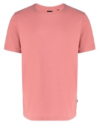 Мужская розовая вязаная футболка с круглым вырезом от BOSS