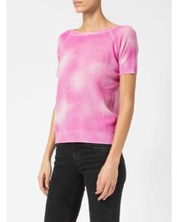 Женская розовая вязаная футболка с круглым вырезом от Avant Toi