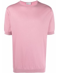 Мужская розовая вязаная футболка с круглым вырезом от John Smedley