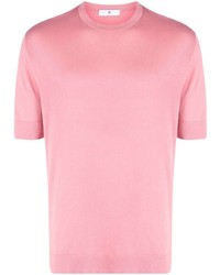 Мужская розовая вязаная футболка с круглым вырезом от PT TORINO