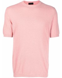 Мужская розовая вязаная футболка с круглым вырезом от Roberto Collina
