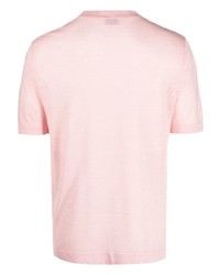 Мужская розовая вязаная футболка с круглым вырезом от Altea