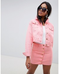 Женская розовая джинсовая куртка от Liquor N Poker