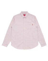 Мужская розовая джинсовая рубашка с принтом от Supreme