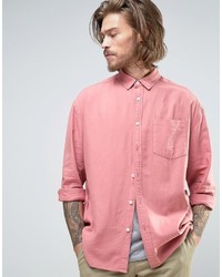 Мужская розовая джинсовая рубашка от Asos