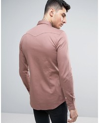 Мужская розовая джинсовая рубашка от Asos