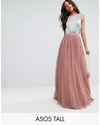 Розовая длинная юбка из фатина