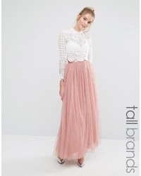 Розовая длинная юбка из фатина