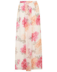 Розовая длинная юбка с цветочным принтом