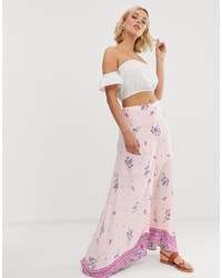 Розовая длинная юбка с цветочным принтом от En Creme