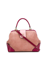 Розовая замшевая большая сумка от Manu Atelier
