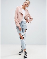 Женская розовая замшевая косуха от Asos