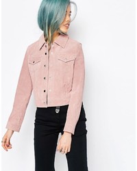 Розовая замшевая куртка