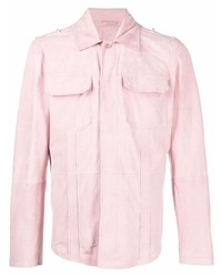Розовая замшевая куртка-рубашка