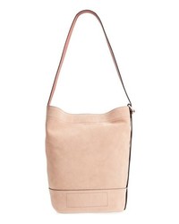 Розовая замшевая сумка-мешок