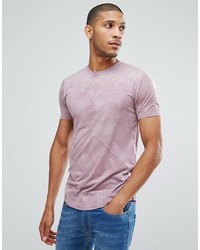 Розовая замшевая футболка с круглым вырезом