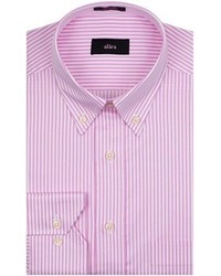 Розовая классическая рубашка в вертикальную полоску