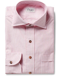 Мужская розовая классическая рубашка в вертикальную полоску от Drakes