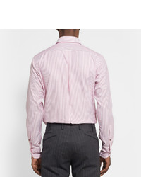 Мужская розовая классическая рубашка в вертикальную полоску от Drakes