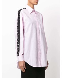 Женская розовая классическая рубашка в вертикальную полоску от N°21