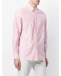 Мужская розовая классическая рубашка в вертикальную полоску от Loro Piana