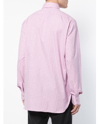 Мужская розовая классическая рубашка в клетку от Kiton