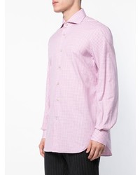 Мужская розовая классическая рубашка в клетку от Kiton
