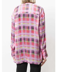 Женская розовая классическая рубашка в клетку от MSGM
