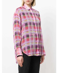 Женская розовая классическая рубашка в клетку от MSGM