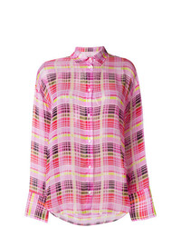 Женская розовая классическая рубашка в клетку от MSGM