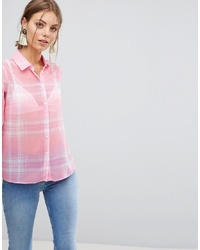 Женская розовая классическая рубашка в шотландскую клетку от ASOS DESIGN