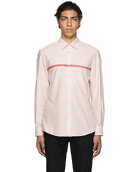 Розовая классическая рубашка с вышивкой